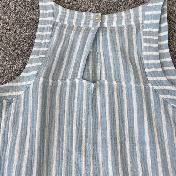 For Cynthia 100% Cotton Light Blue White Striped Dress Side Buttons Size Medium - Picture 11 of 11